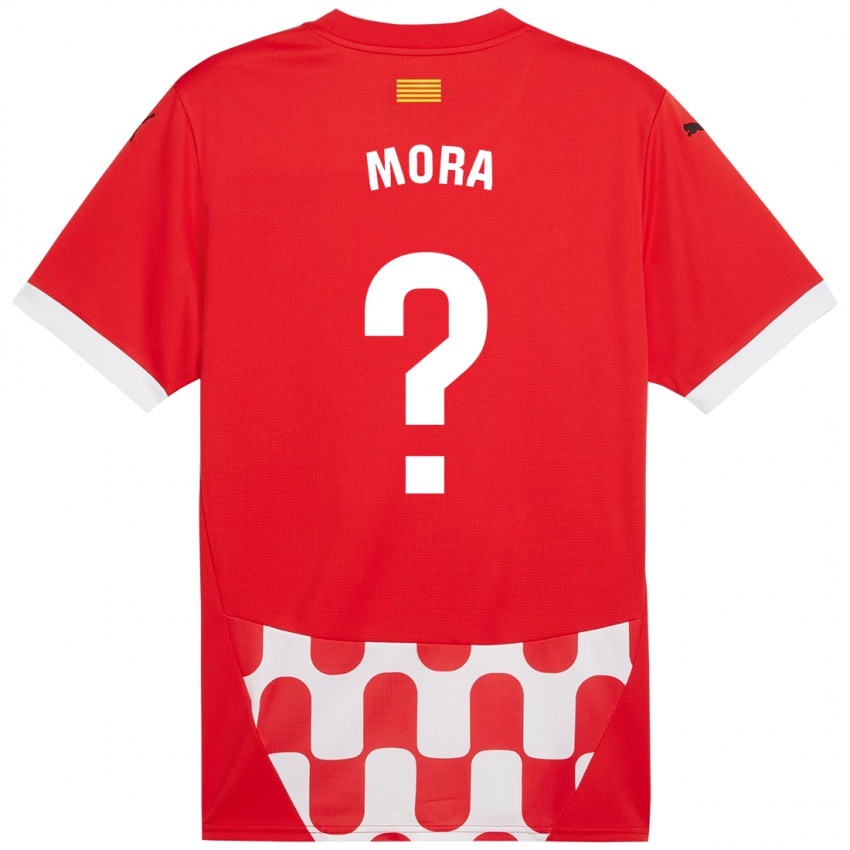 Női Adrià Mora #0 Piros Fehér Hazai Jersey 2024/25 Mez Póló Ing