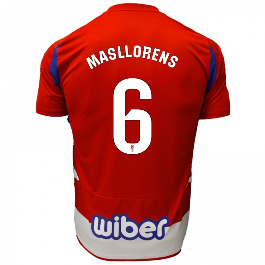 Női José Masllorens #6 Piros Fehér Kék Hazai Jersey 2024/25 Mez Póló Ing