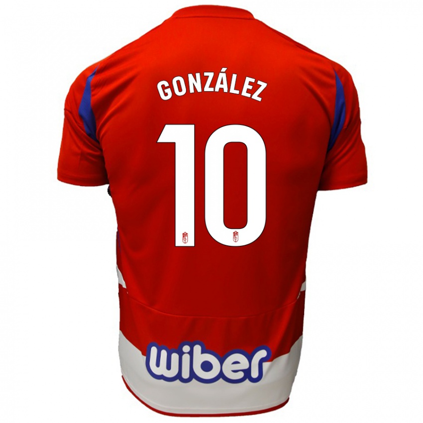 Női Mario González #10 Piros Fehér Kék Hazai Jersey 2024/25 Mez Póló Ing