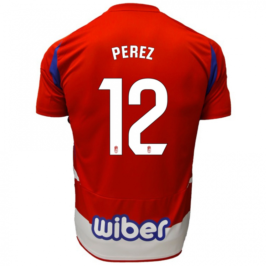 Női Alba Pérez #12 Piros Fehér Kék Hazai Jersey 2024/25 Mez Póló Ing