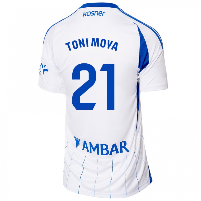 Női Toni Moya #21 Piros Fehér Hazai Jersey 2024/25 Mez Póló Ing