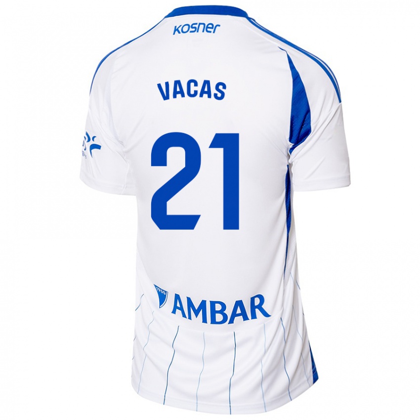 Női Óscar Vacas #21 Piros Fehér Hazai Jersey 2024/25 Mez Póló Ing