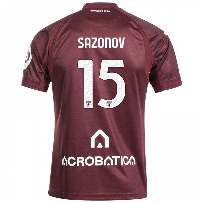 Női Saba Sazonov #15 Barna Fehér Hazai Jersey 2024/25 Mez Póló Ing