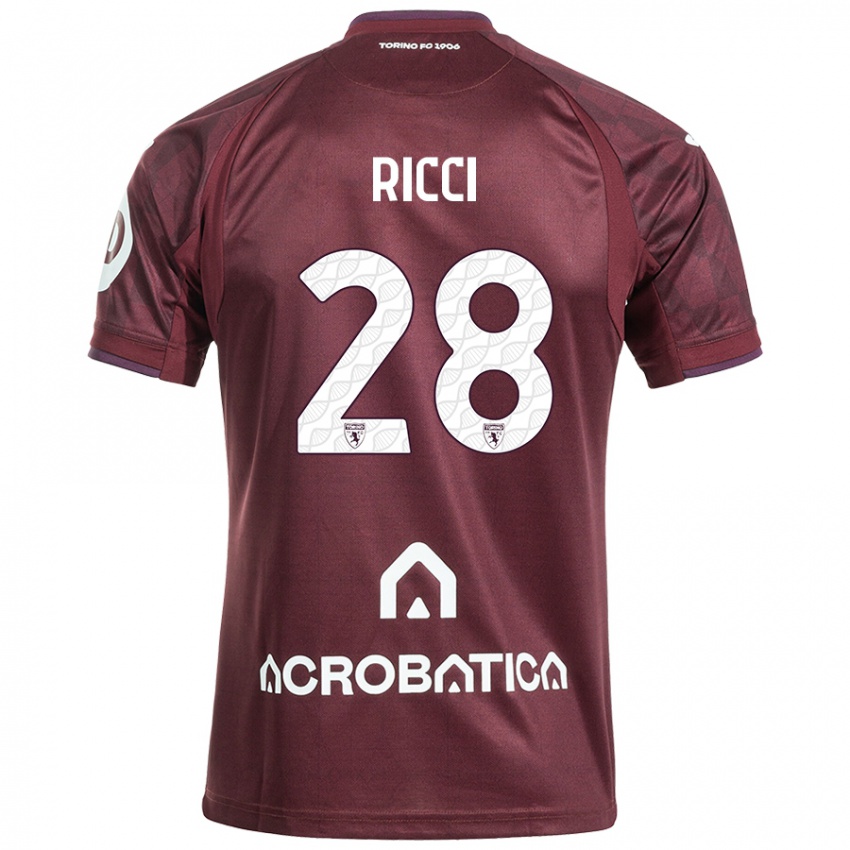 Női Samuele Ricci #28 Barna Fehér Hazai Jersey 2024/25 Mez Póló Ing