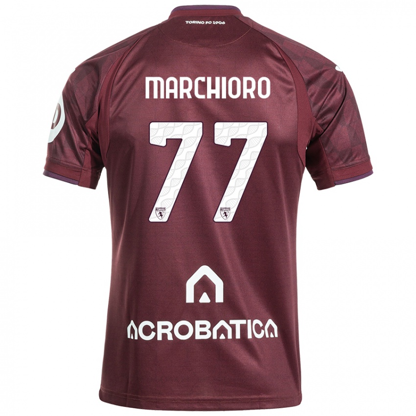 Női Raffaele Marchioro #77 Barna Fehér Hazai Jersey 2024/25 Mez Póló Ing