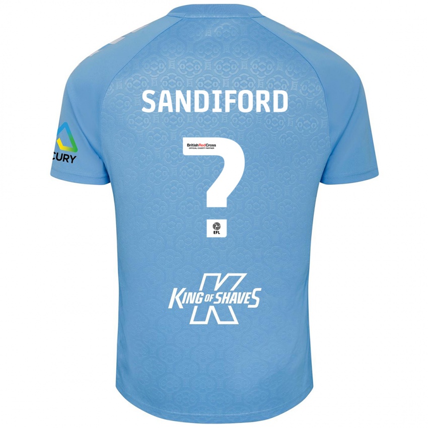 Női Greg Sandiford #0 Kék Fehér Hazai Jersey 2024/25 Mez Póló Ing