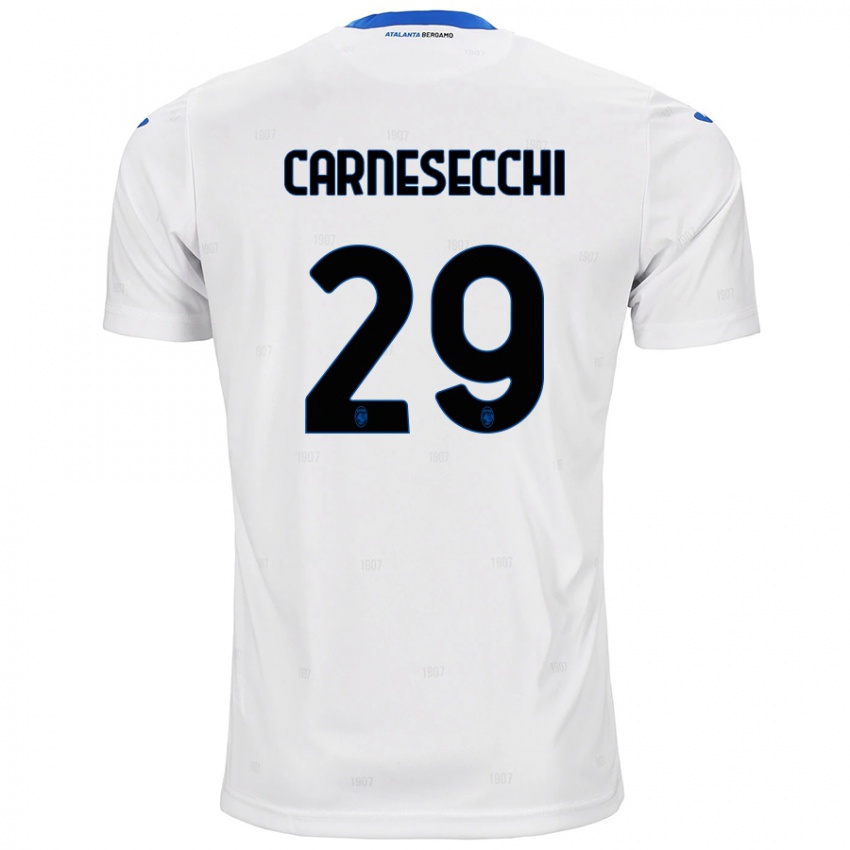 Női Marco Carnesecchi #29 Fehér Idegenbeli Jersey 2024/25 Mez Póló Ing