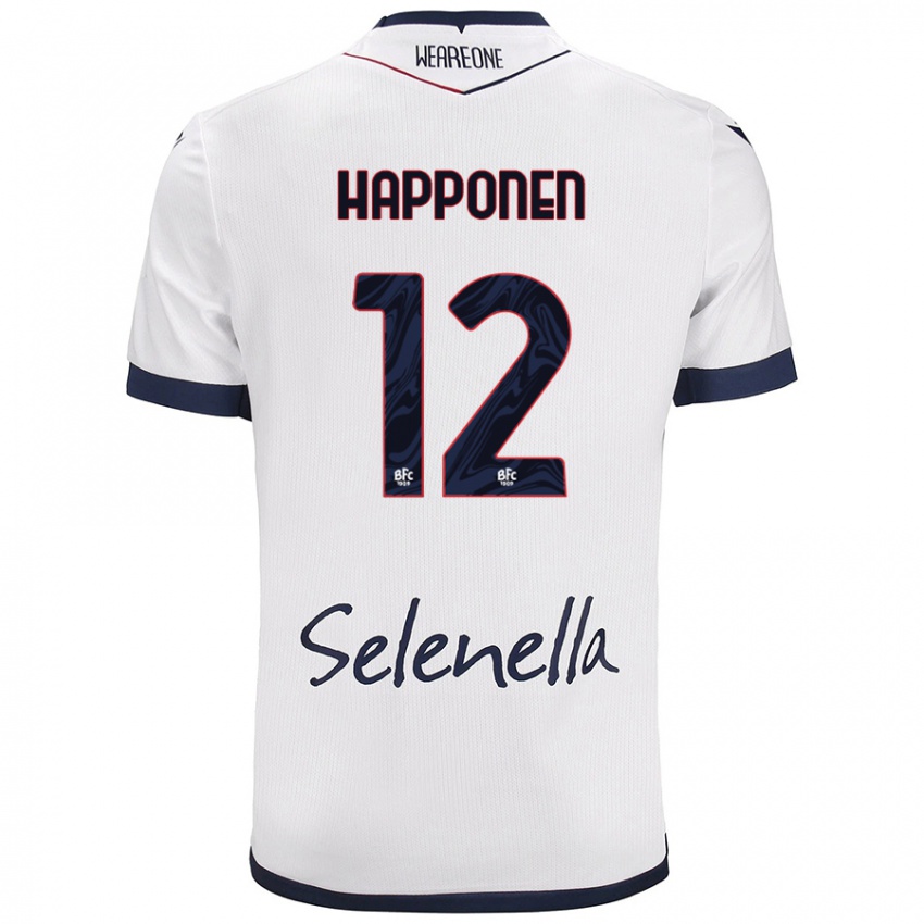 Női Ukko Happonen #12 Fehér Royal Blue Idegenbeli Jersey 2024/25 Mez Póló Ing