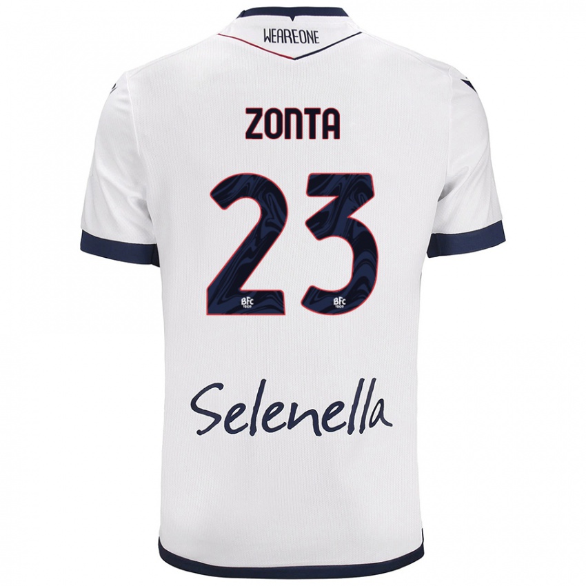 Női Alessandro Zonta #23 Fehér Royal Blue Idegenbeli Jersey 2024/25 Mez Póló Ing