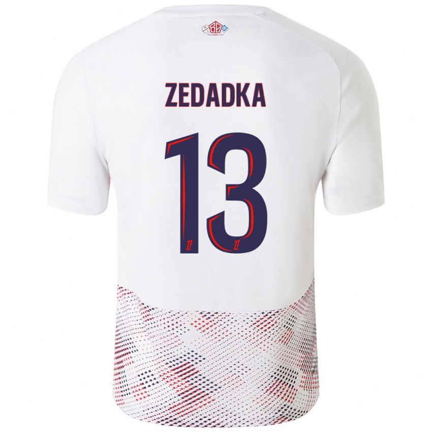 Női Akim Zedadka #13 Fehér Royal Blue Idegenbeli Jersey 2024/25 Mez Póló Ing