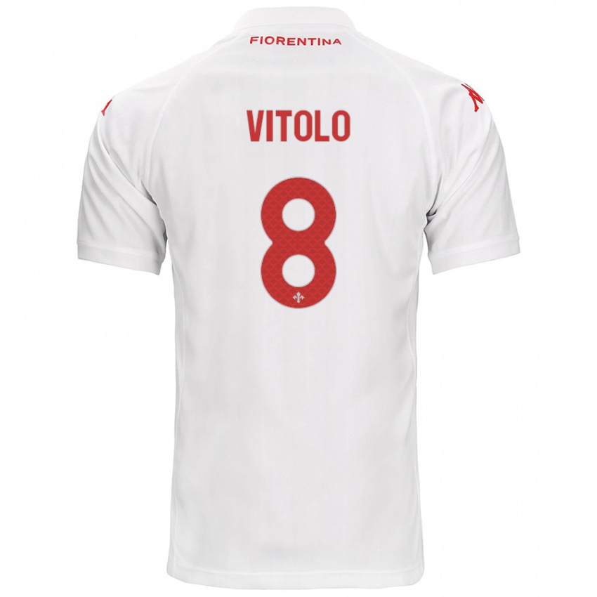 Női Federico Vitolo #8 Fehér Idegenbeli Jersey 2024/25 Mez Póló Ing