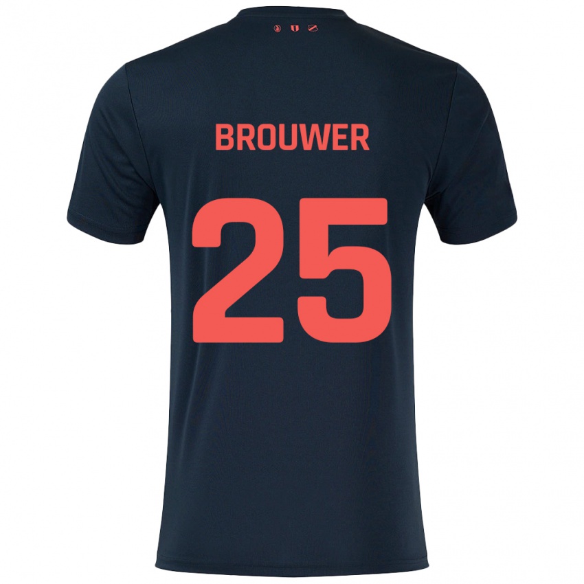 Női Michael Brouwer #25 Fekete Piros Idegenbeli Jersey 2024/25 Mez Póló Ing