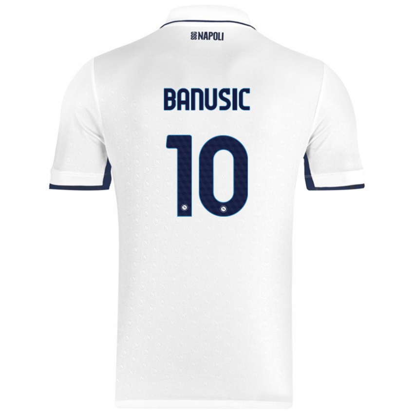 Női Marija Banušić #10 Fehér Royal Blue Idegenbeli Jersey 2024/25 Mez Póló Ing