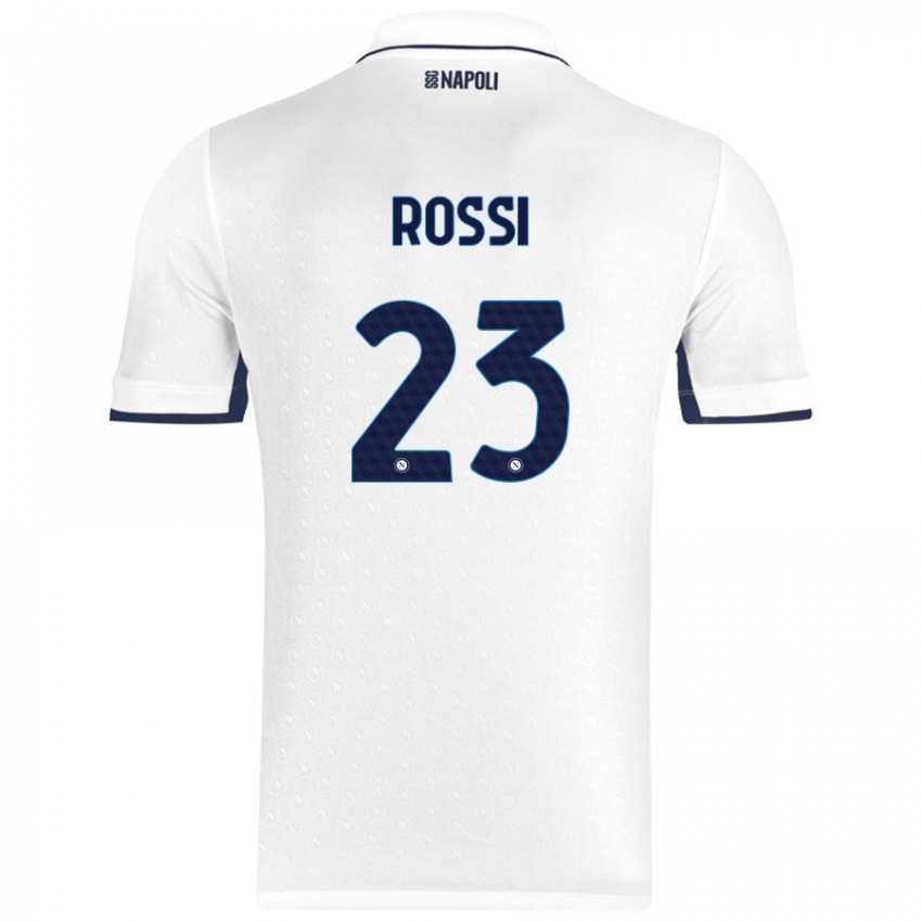 Női Leonardo Rossi #23 Fehér Royal Blue Idegenbeli Jersey 2024/25 Mez Póló Ing