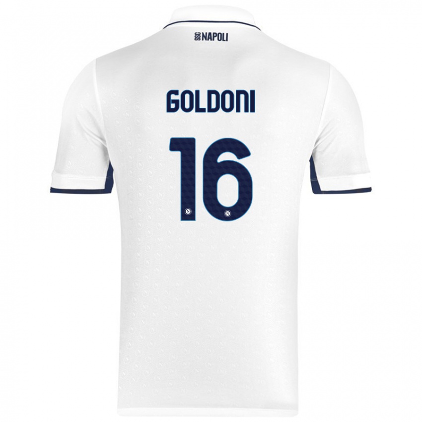 Női Eleonora Goldoni #16 Fehér Royal Blue Idegenbeli Jersey 2024/25 Mez Póló Ing