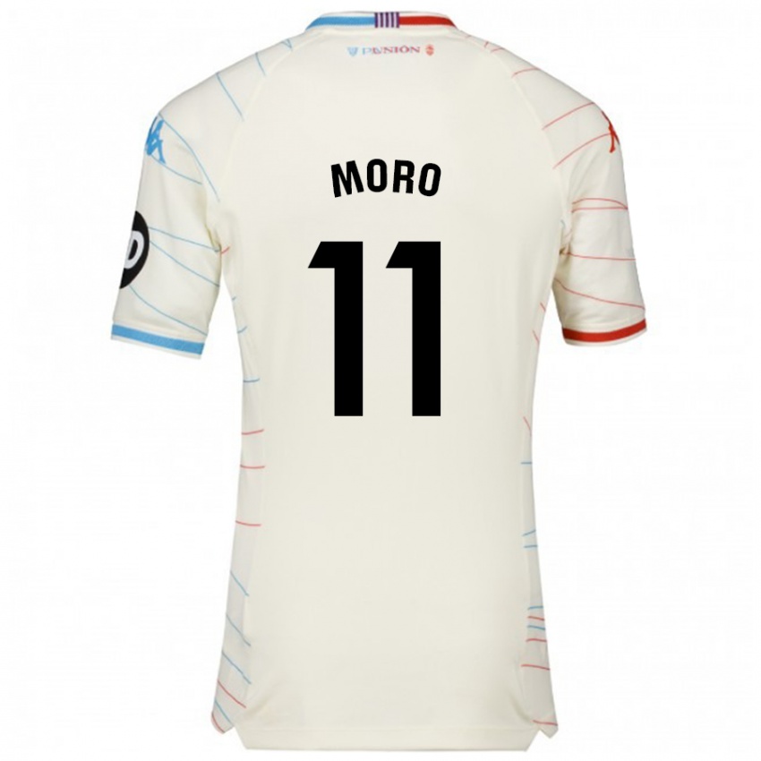 Női Raul Moro #11 Fehér Piros Kék Idegenbeli Jersey 2024/25 Mez Póló Ing