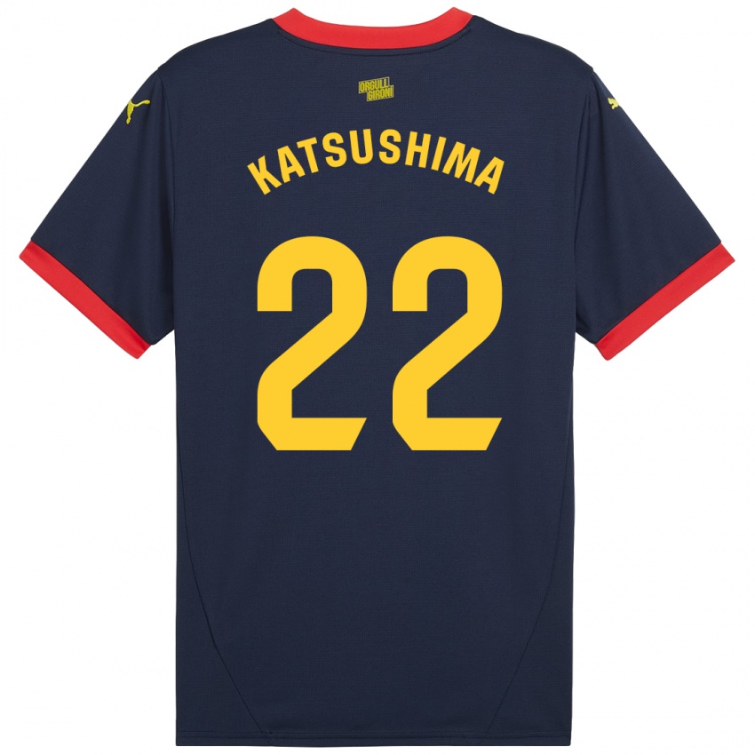 Női Shinnosuke Katsushima #22 Sötétvörös Idegenbeli Jersey 2024/25 Mez Póló Ing