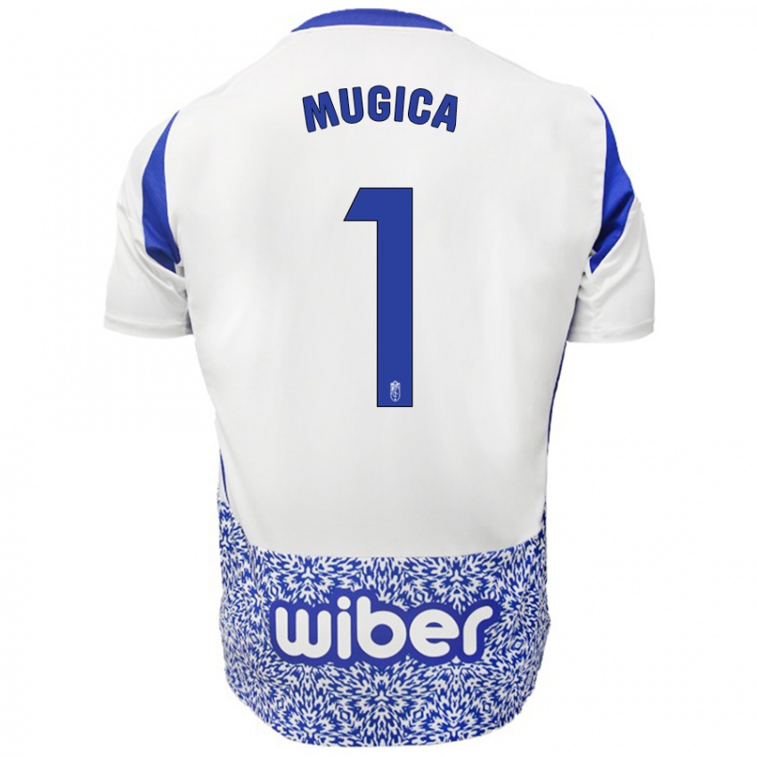 Női Juan Múgica #1 Fehér Kék Idegenbeli Jersey 2024/25 Mez Póló Ing