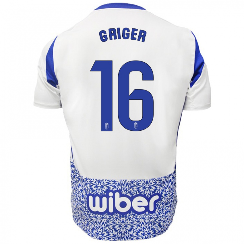 Női Adam Griger #16 Fehér Kék Idegenbeli Jersey 2024/25 Mez Póló Ing