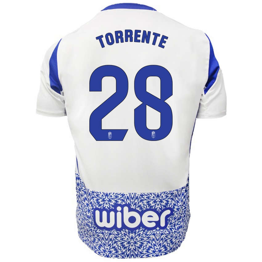 Női Raúl Torrente #28 Fehér Kék Idegenbeli Jersey 2024/25 Mez Póló Ing