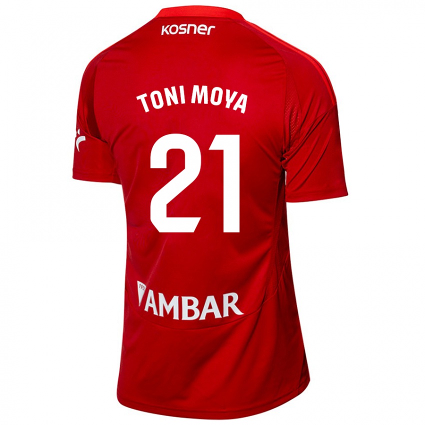 Női Toni Moya #21 Fehér Kék Idegenbeli Jersey 2024/25 Mez Póló Ing