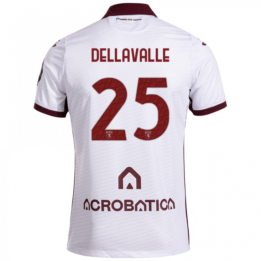 Női Alessandro Dellavalle #25 Fehér Barna Idegenbeli Jersey 2024/25 Mez Póló Ing