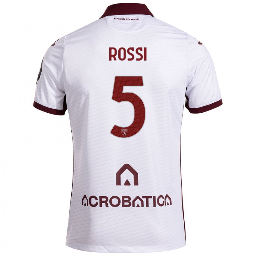 Női Simone Rossi #5 Fehér Barna Idegenbeli Jersey 2024/25 Mez Póló Ing