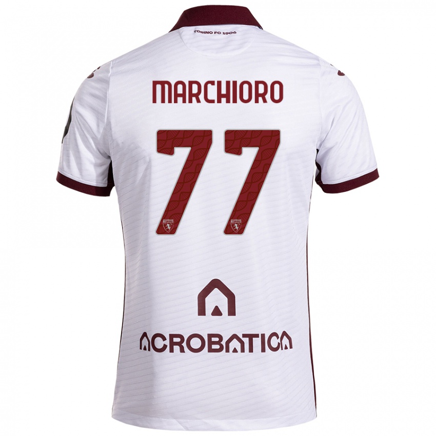 Női Raffaele Marchioro #77 Fehér Barna Idegenbeli Jersey 2024/25 Mez Póló Ing