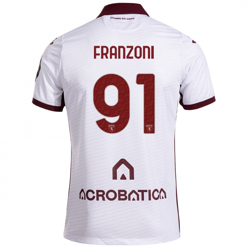 Női Nicolò Franzoni #91 Fehér Barna Idegenbeli Jersey 2024/25 Mez Póló Ing