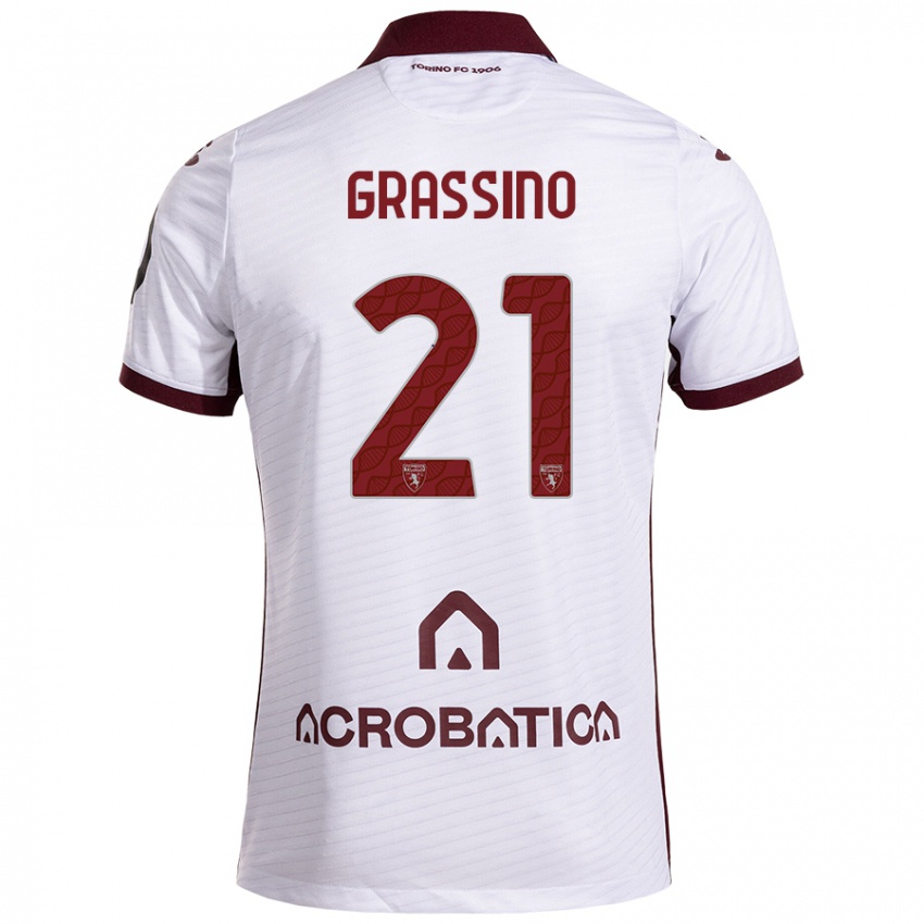 Női Giulia Grassino #21 Fehér Barna Idegenbeli Jersey 2024/25 Mez Póló Ing