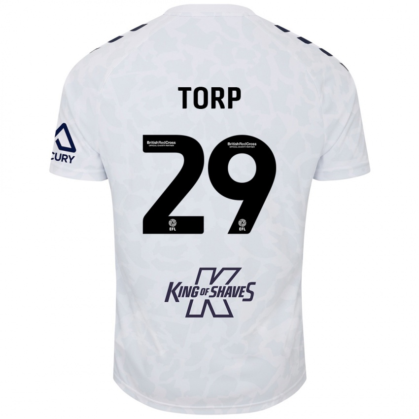 Női Victor Torp #29 Fehér Idegenbeli Jersey 2024/25 Mez Póló Ing