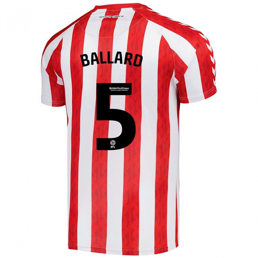 Gyermek Daniel Ballard #5 Piros Fehér Hazai Jersey 2024/25 Mez Póló Ing