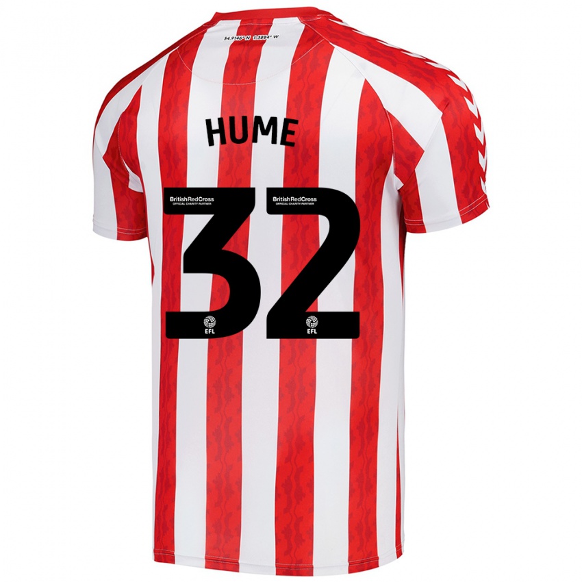 Gyermek Trai Hume #32 Piros Fehér Hazai Jersey 2024/25 Mez Póló Ing