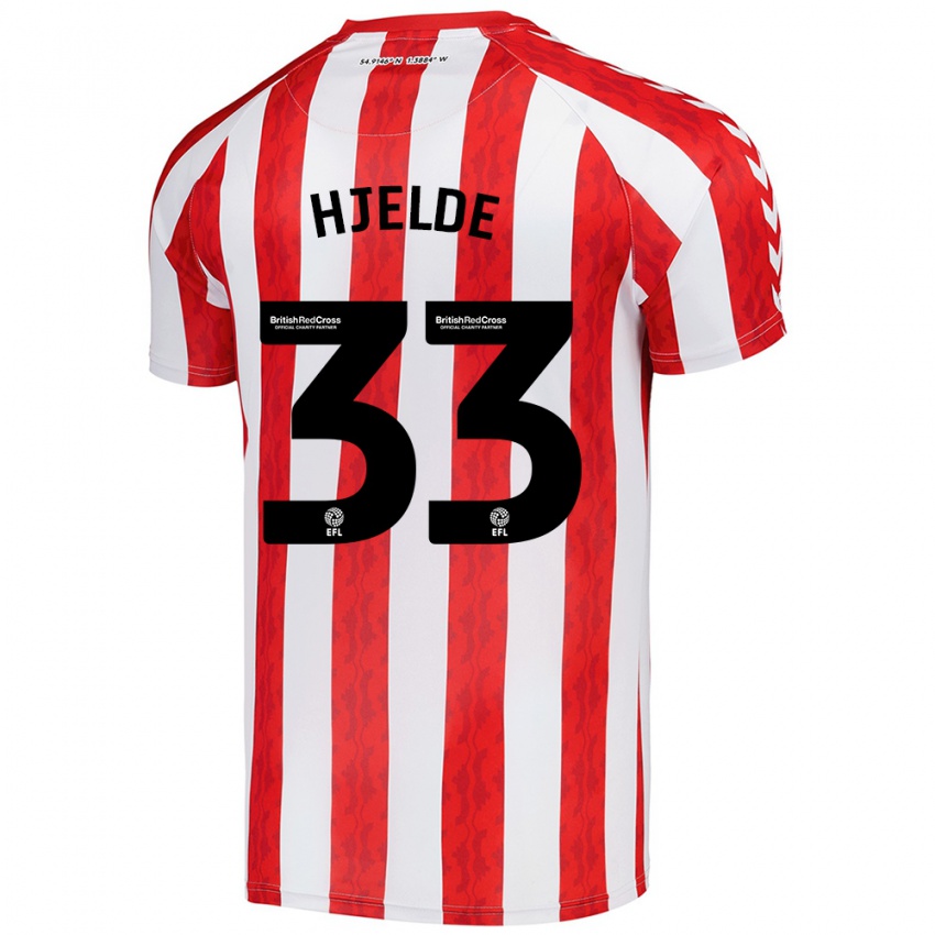 Gyermek Leo Fuhr Hjelde #33 Piros Fehér Hazai Jersey 2024/25 Mez Póló Ing