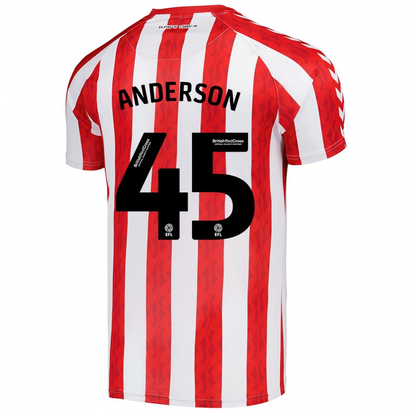 Gyermek Joe Anderson #45 Piros Fehér Hazai Jersey 2024/25 Mez Póló Ing