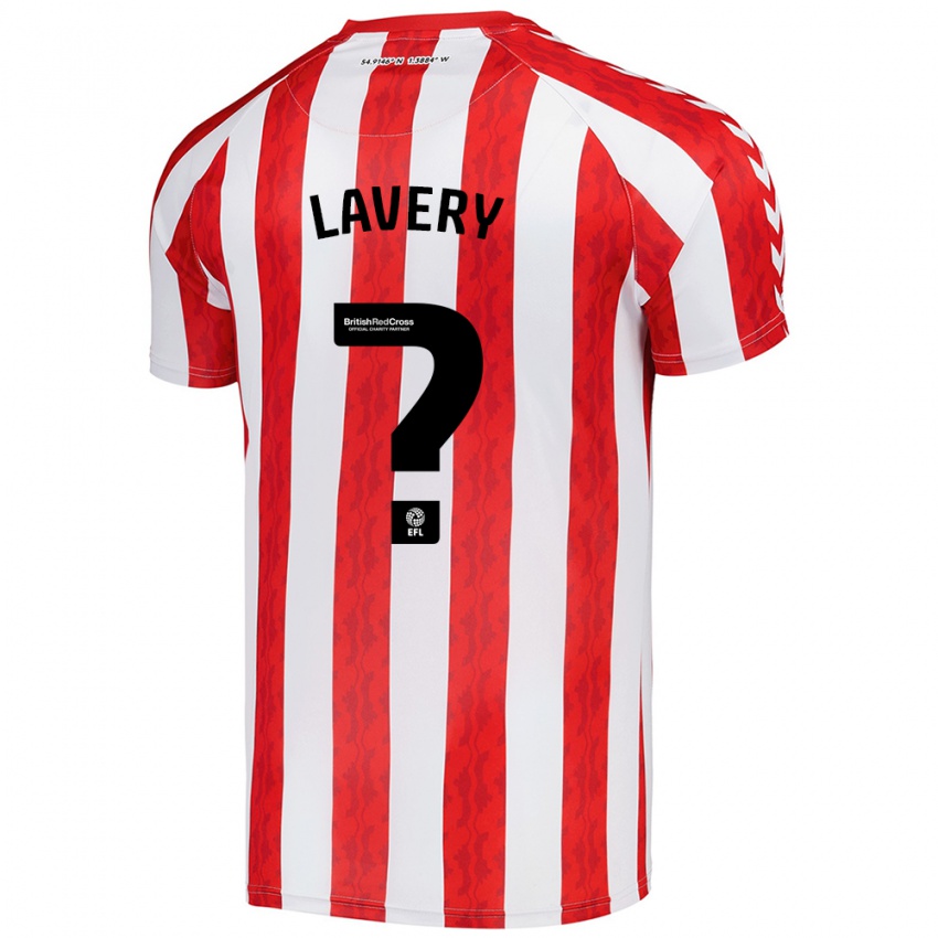 Gyermek Thomas Lavery #0 Piros Fehér Hazai Jersey 2024/25 Mez Póló Ing