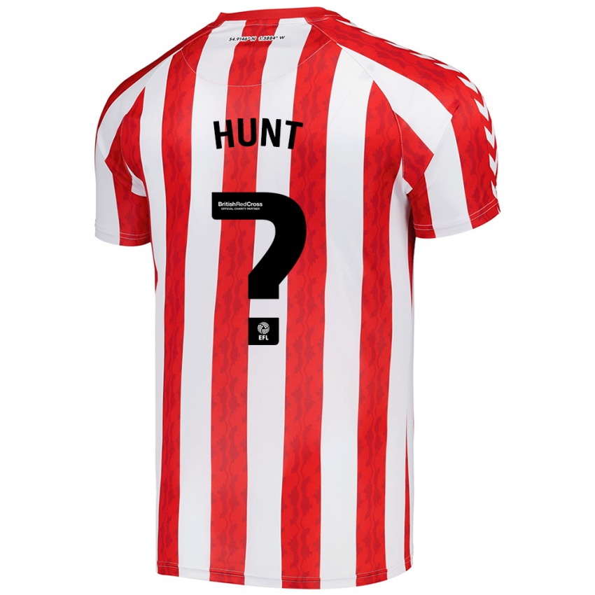 Gyermek Liam Hunt #0 Piros Fehér Hazai Jersey 2024/25 Mez Póló Ing