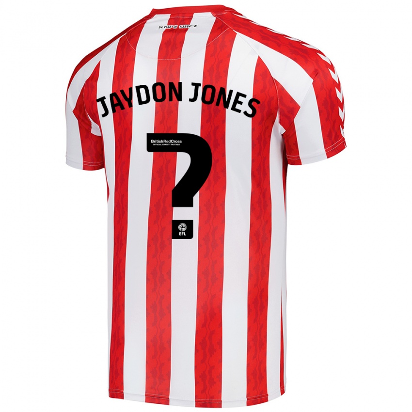 Gyermek Jaydon Jones #0 Piros Fehér Hazai Jersey 2024/25 Mez Póló Ing