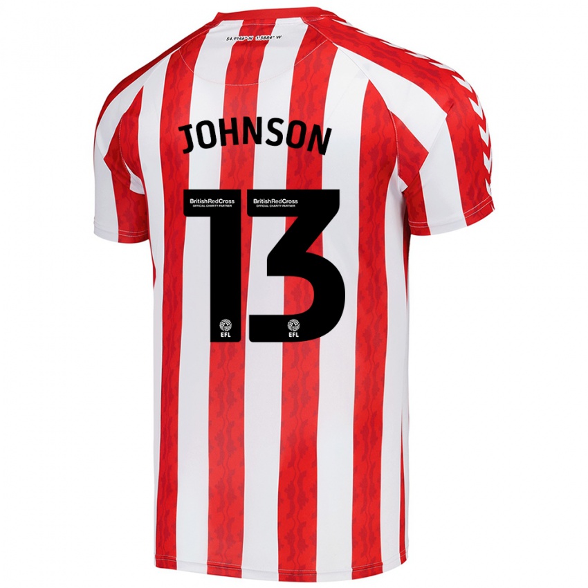 Gyermek Zak Johnson #13 Piros Fehér Hazai Jersey 2024/25 Mez Póló Ing