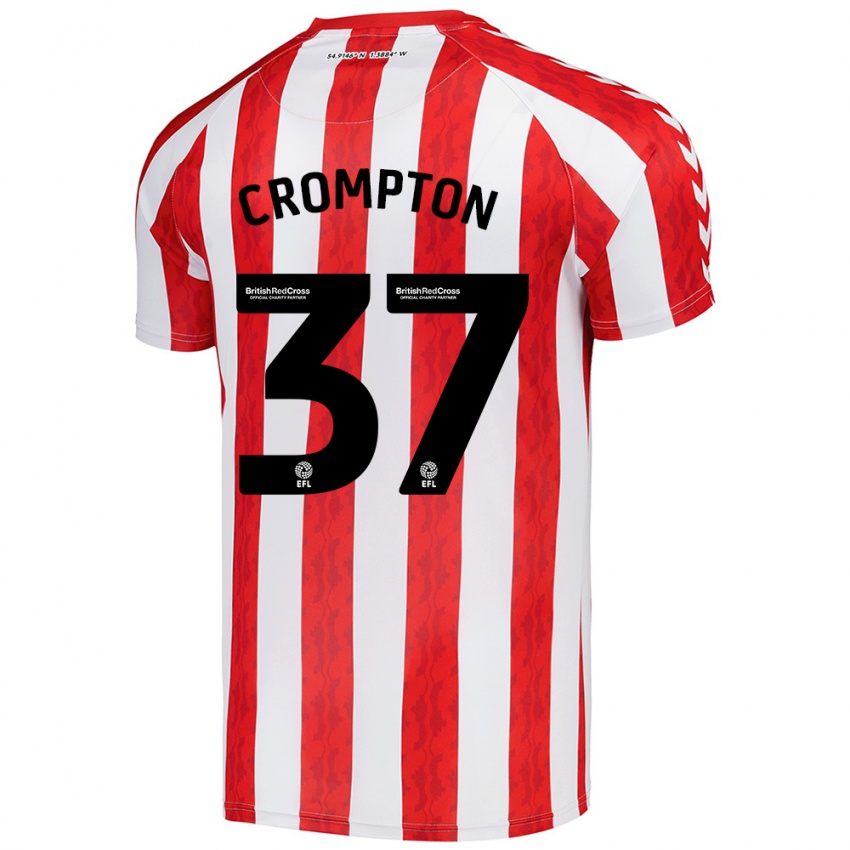 Gyermek Ben Crompton #37 Piros Fehér Hazai Jersey 2024/25 Mez Póló Ing