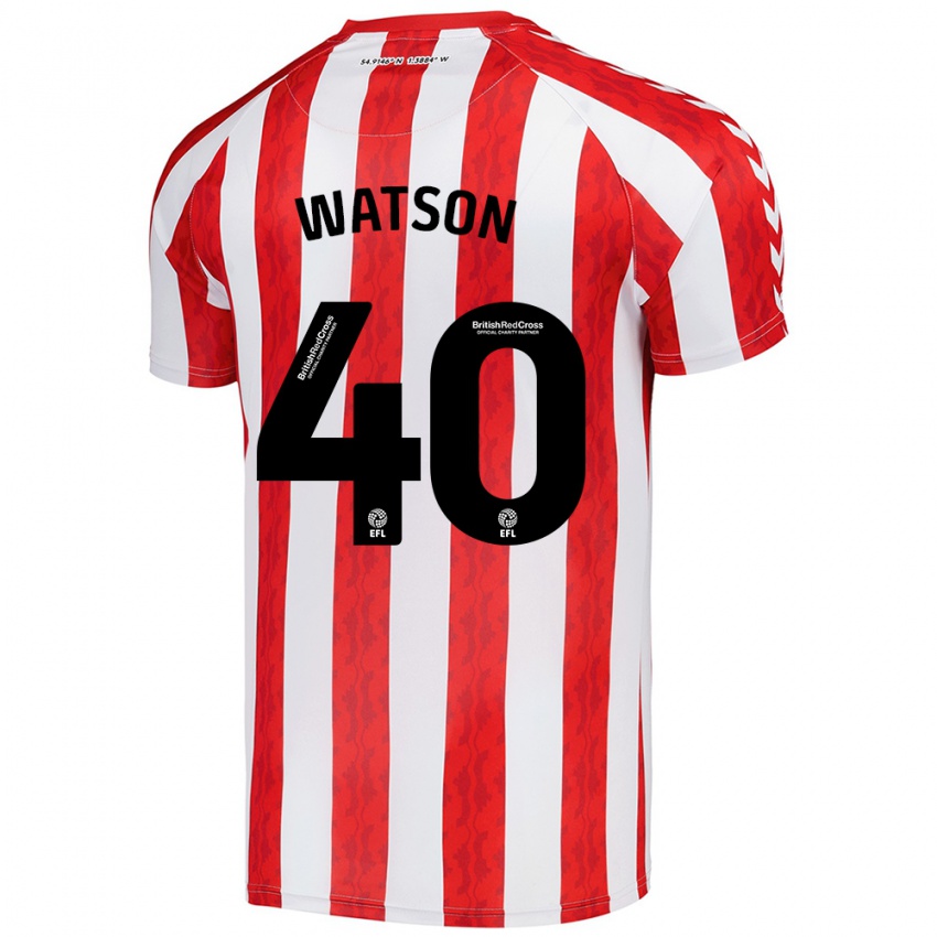 Gyermek Tom Watson #40 Piros Fehér Hazai Jersey 2024/25 Mez Póló Ing