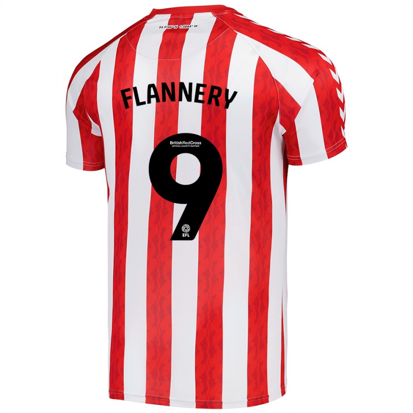 Gyermek Keira Flannery #9 Piros Fehér Hazai Jersey 2024/25 Mez Póló Ing