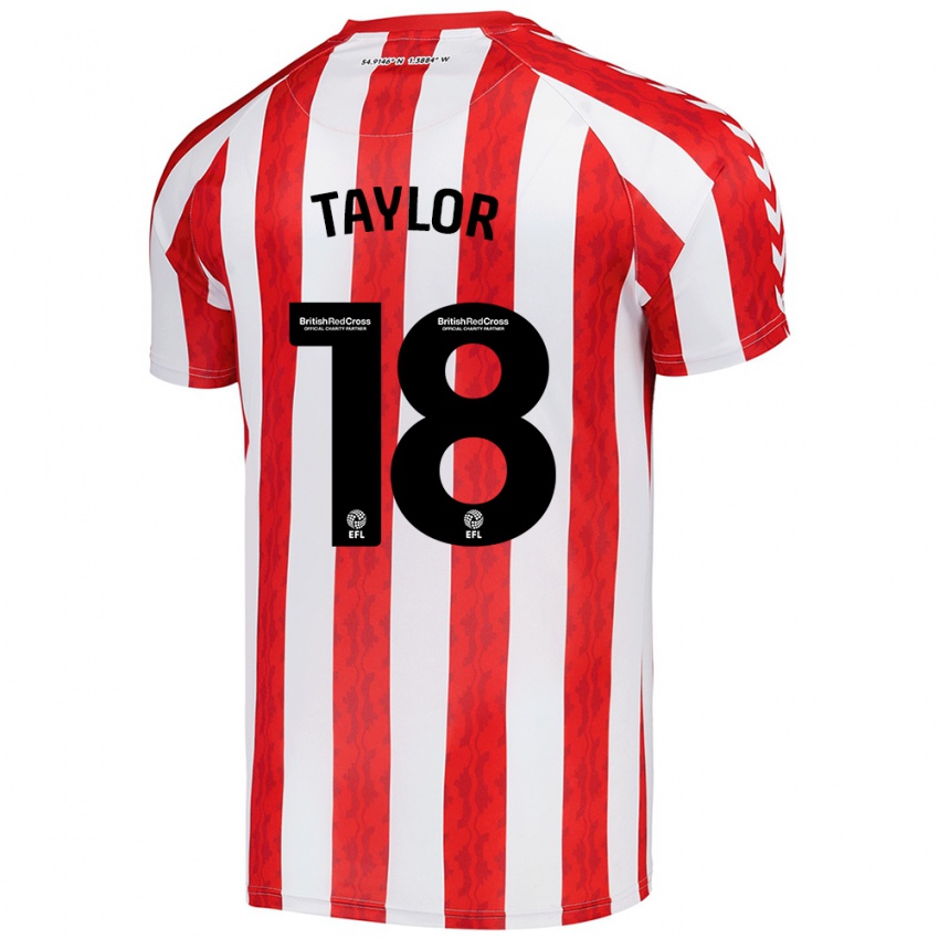 Gyermek Ellis Taylor #18 Piros Fehér Hazai Jersey 2024/25 Mez Póló Ing