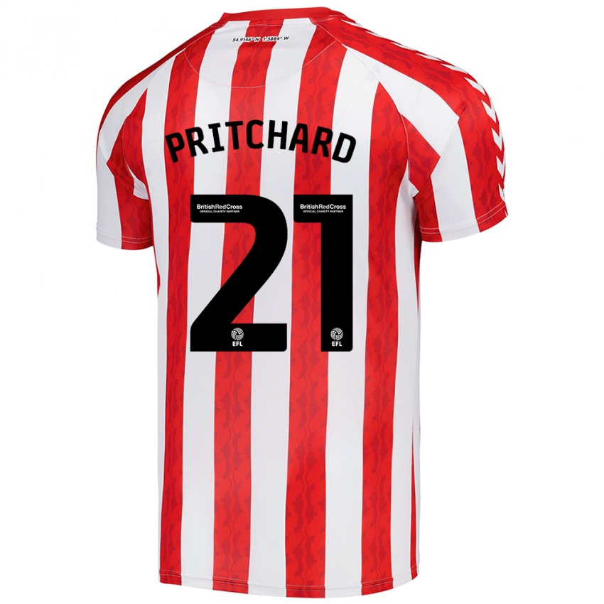 Gyermek Alex Pritchard #21 Piros Fehér Hazai Jersey 2024/25 Mez Póló Ing