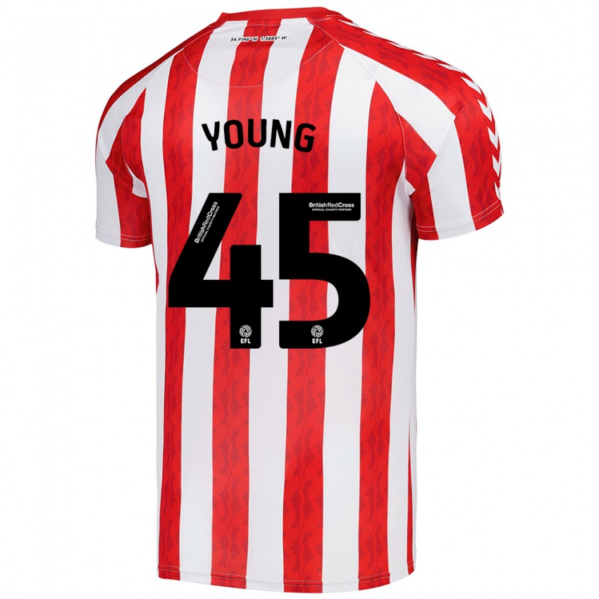 Gyermek Matthew Young #45 Piros Fehér Hazai Jersey 2024/25 Mez Póló Ing