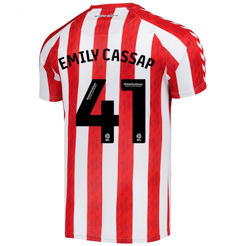 Gyermek Emily Cassap #41 Piros Fehér Hazai Jersey 2024/25 Mez Póló Ing