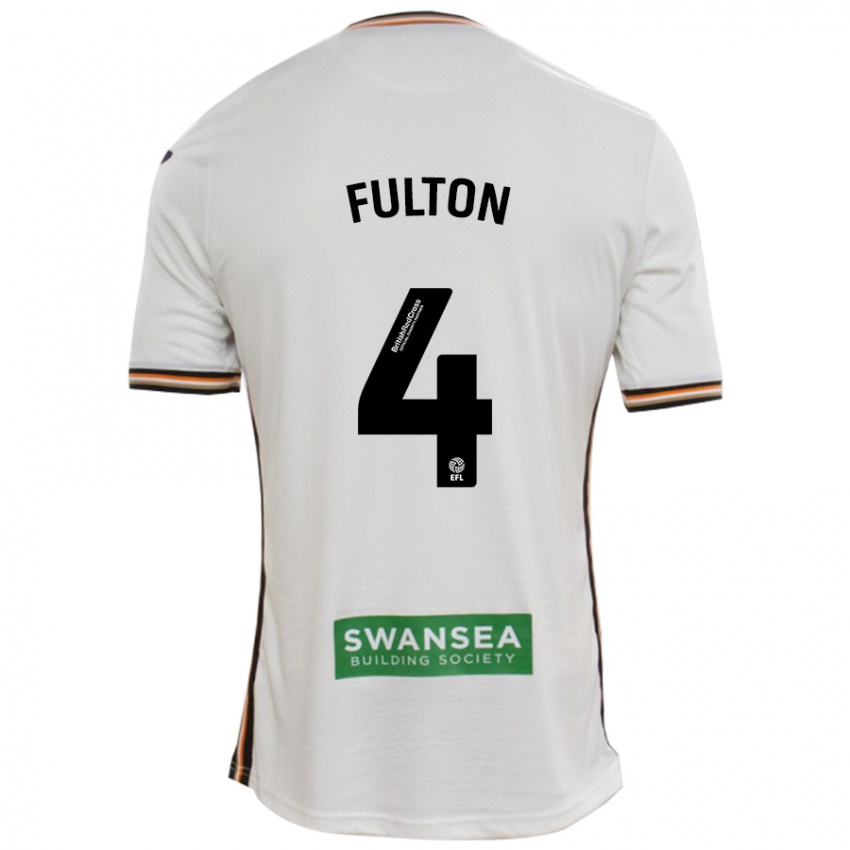 Gyermek Jay Fulton #4 Fehér Hazai Jersey 2024/25 Mez Póló Ing