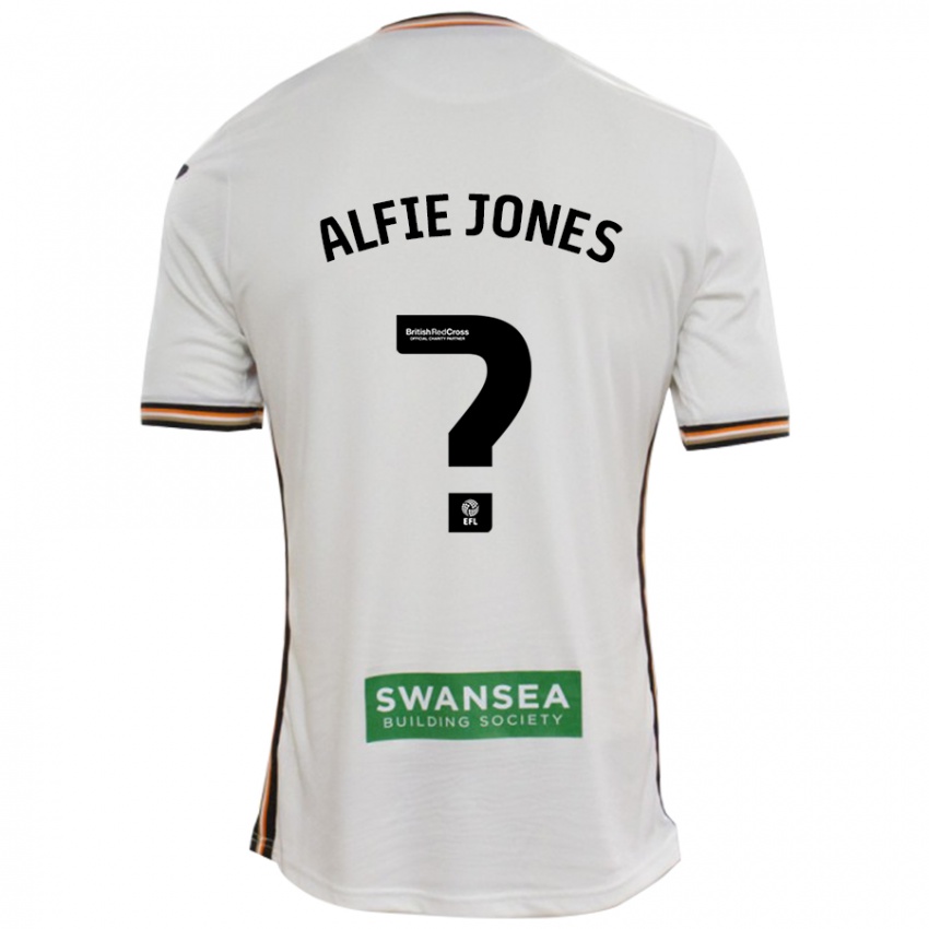 Gyermek Alfie Jones #0 Fehér Hazai Jersey 2024/25 Mez Póló Ing