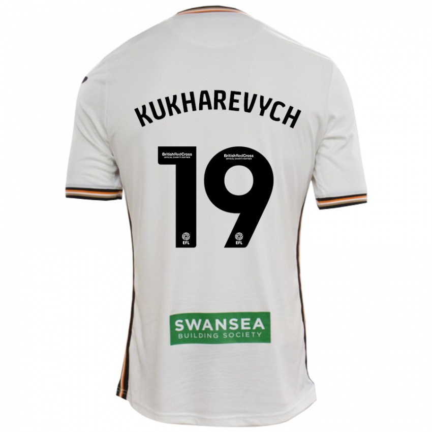 Gyermek Mykola Kukharevych #19 Fehér Hazai Jersey 2024/25 Mez Póló Ing