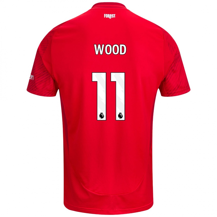 Gyermek Chris Wood #11 Piros Fehér Hazai Jersey 2024/25 Mez Póló Ing